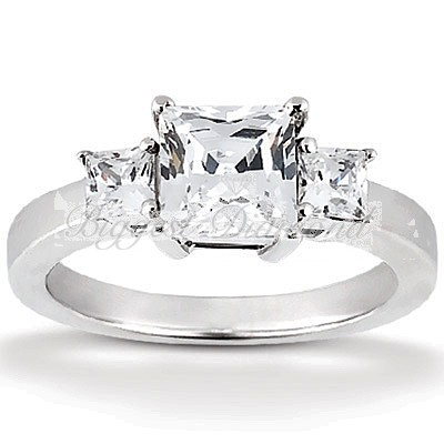 Three Stone 0.75, 1, 2, 2.5 carat Princess Cut Diamond Engagement Ring