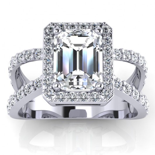 split shank emerald cut engagement ring