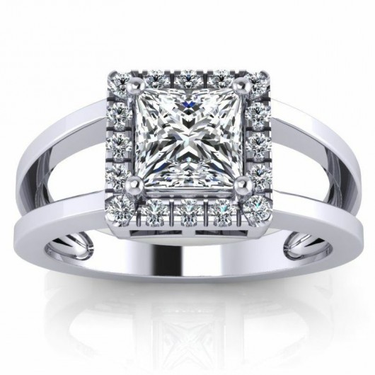 princess cut halo split shank